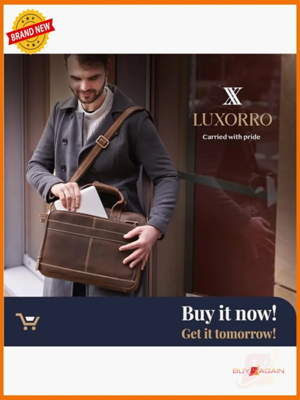 Full-Grain Leather Briefcase Laptop Bag Messenger Work